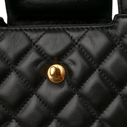 Chanel Shiny Aged Calfskin Quilted Nano Kelly Shopper Black 11 of 11