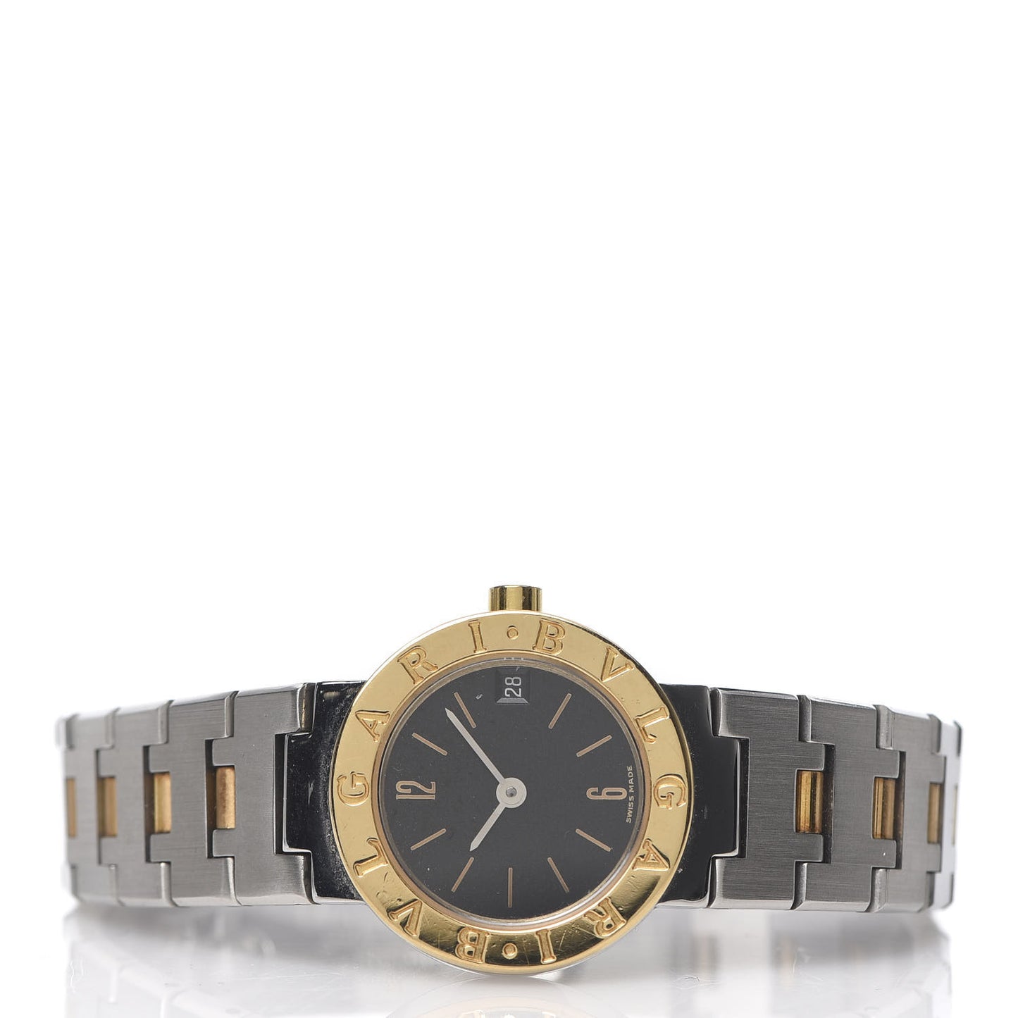 Stainless Steel 18K Yellow Gold 23mm Quartz Watch Black