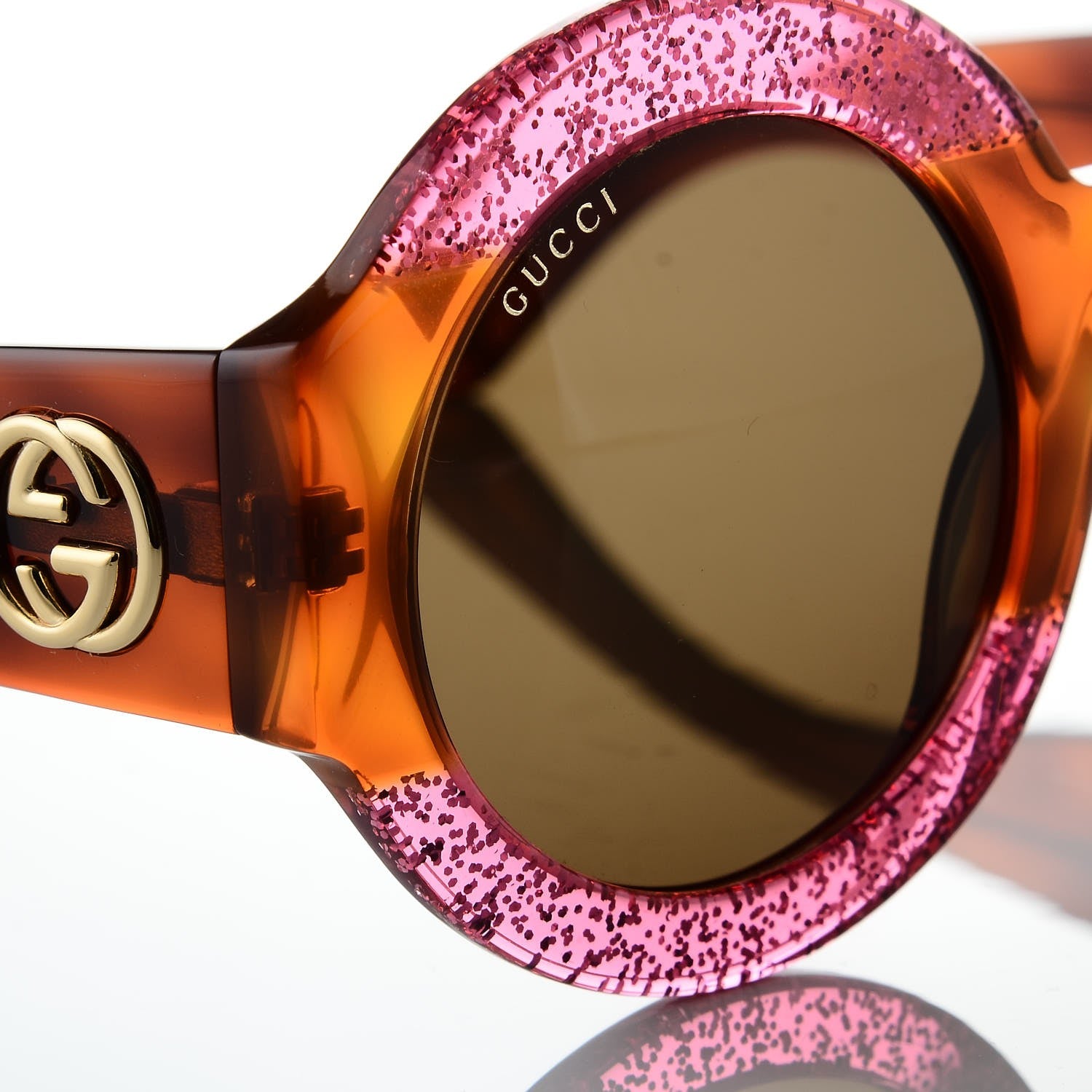 Gucci Acetate Round GG0084S Sunglasses Glitter Fuchsia 7 of 8