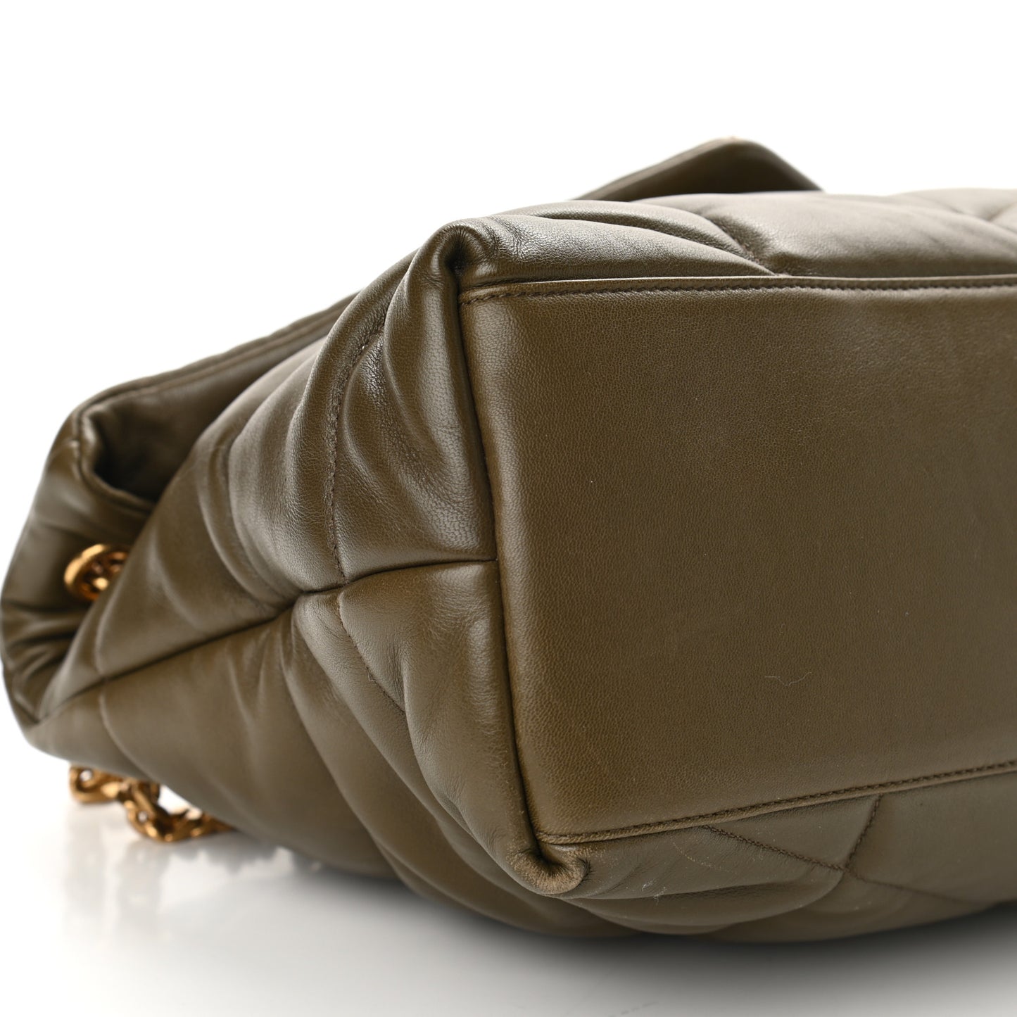 Lambskin Quilted Medium Loulou Puffer Monogram Chain Satchel Seaweed
