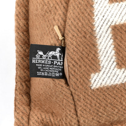 Hermes Wool Cashmere Avalon Pillow GM Ecru Camel 3 of 3