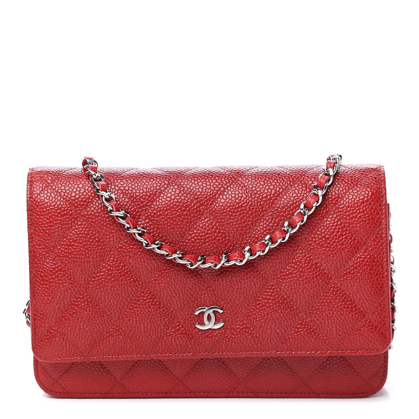 Caviar Quilted Wallet On Chain WOC Red