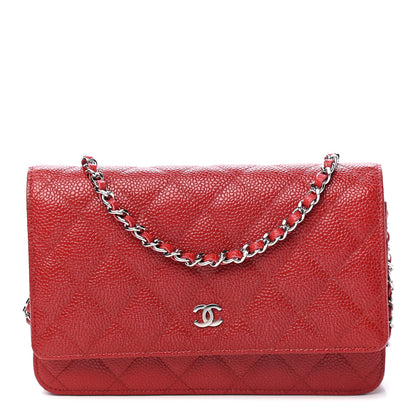 Chanel Caviar Quilted Wallet On Chain WOC Red 1 of 11