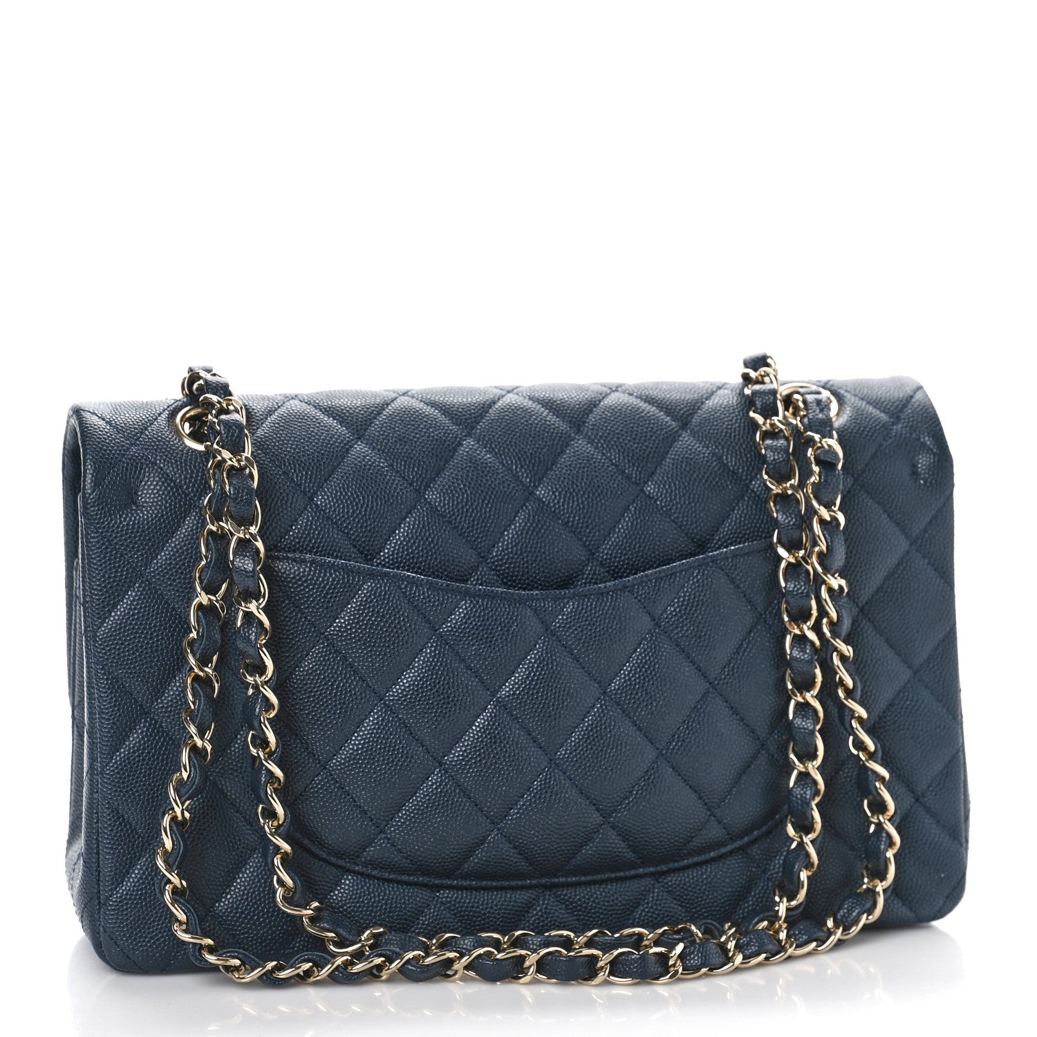 Chanel Caviar Quilted Medium Double Flap Dark Blue 2 of 8