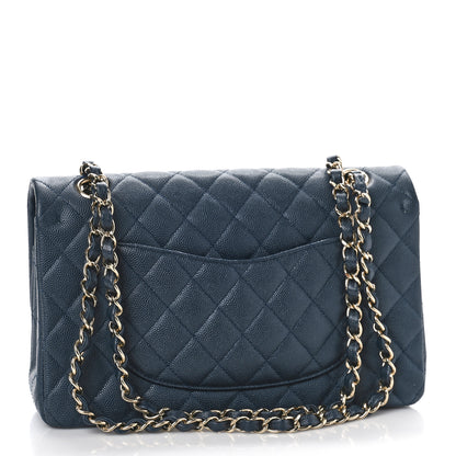 Chanel Caviar Quilted Medium Double Flap Dark Blue 2 of 8
