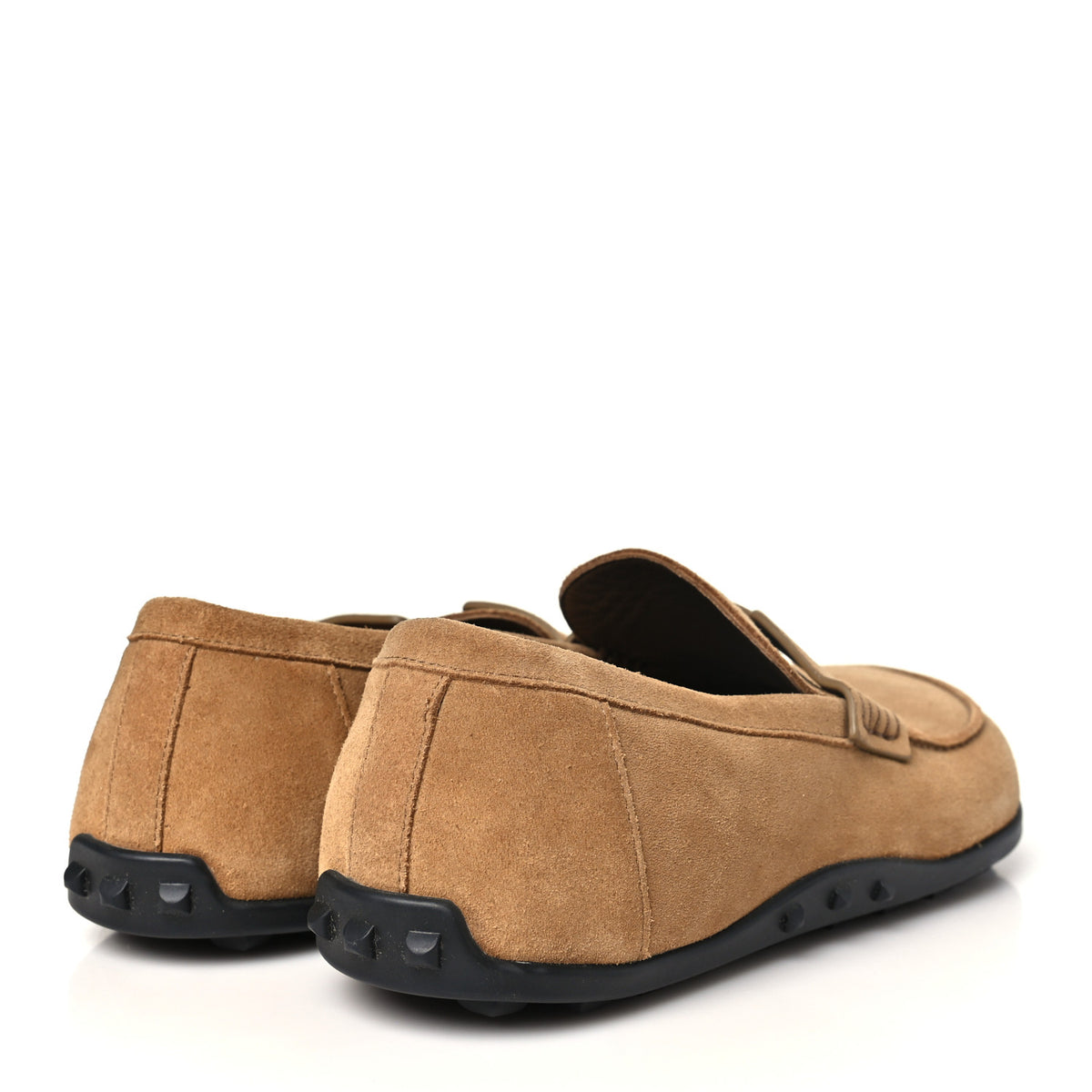Suede Calfskin Womens Lazy Loafers 37 Brune Fume