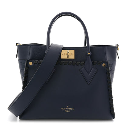 Louis Vuitton Calfskin Mahina Braided On My Side MM Navy Blue 1 of 9