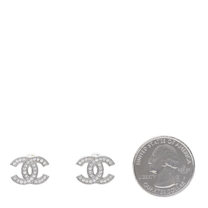 Chanel Crystal CC Earrings Silver 2 of 6