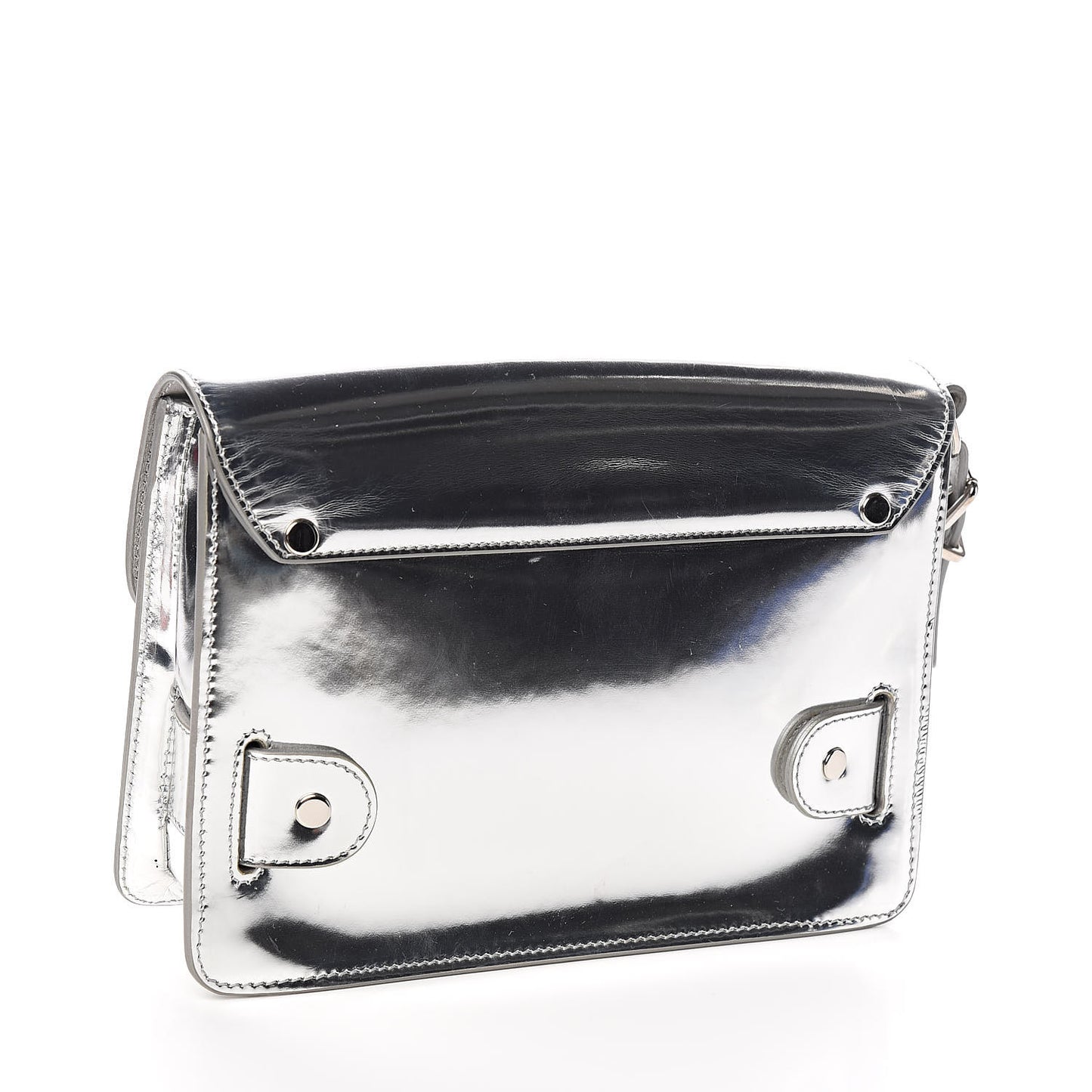 Metallic Patent PS11 Wristlet Clutch Silver