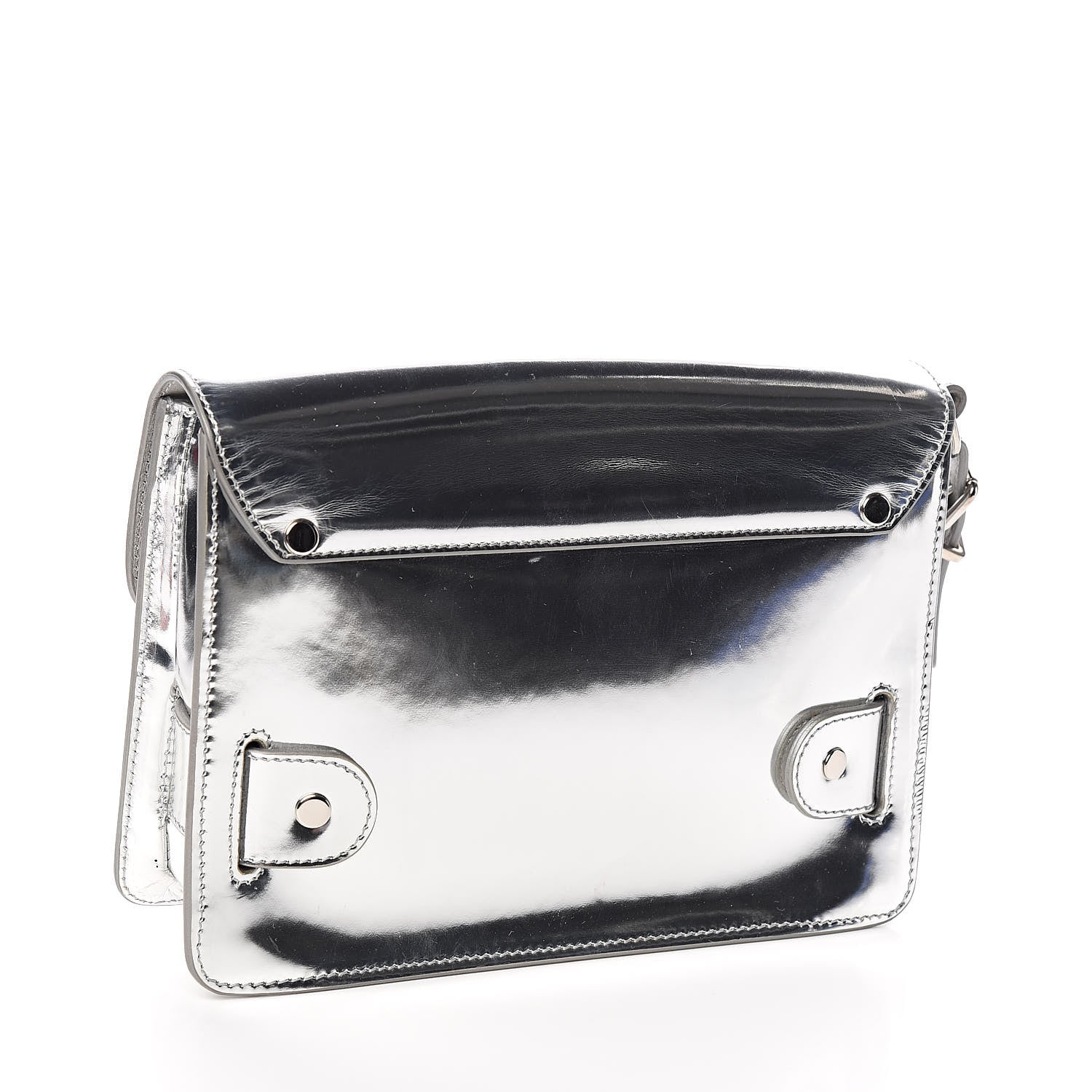 Proenza Schouler Metallic Patent PS11 Wristlet Clutch Silver 3 of 9