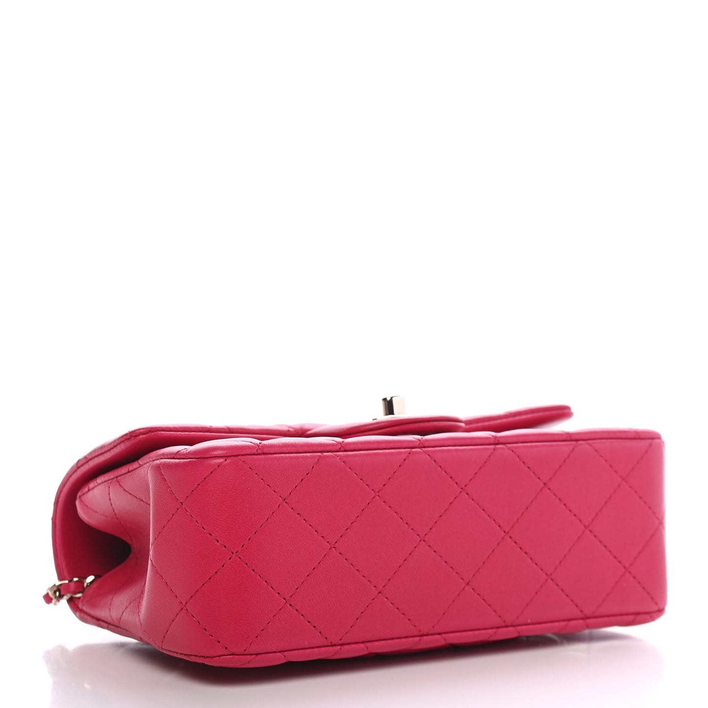 Lambskin Quilted Mini Top Handle Rectangular Flap Dark Pink
