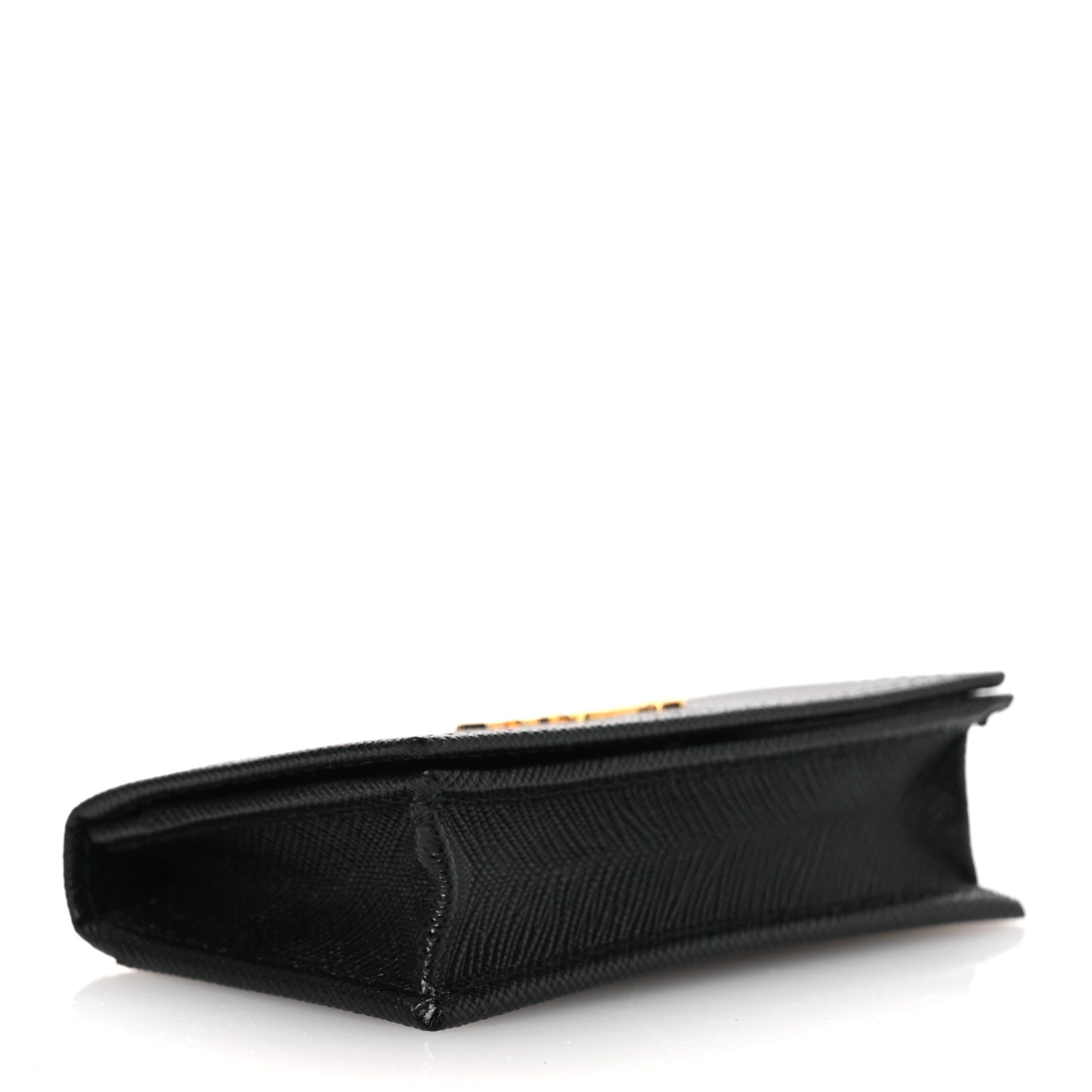 Saffiano Metal Flap Card Holder Black