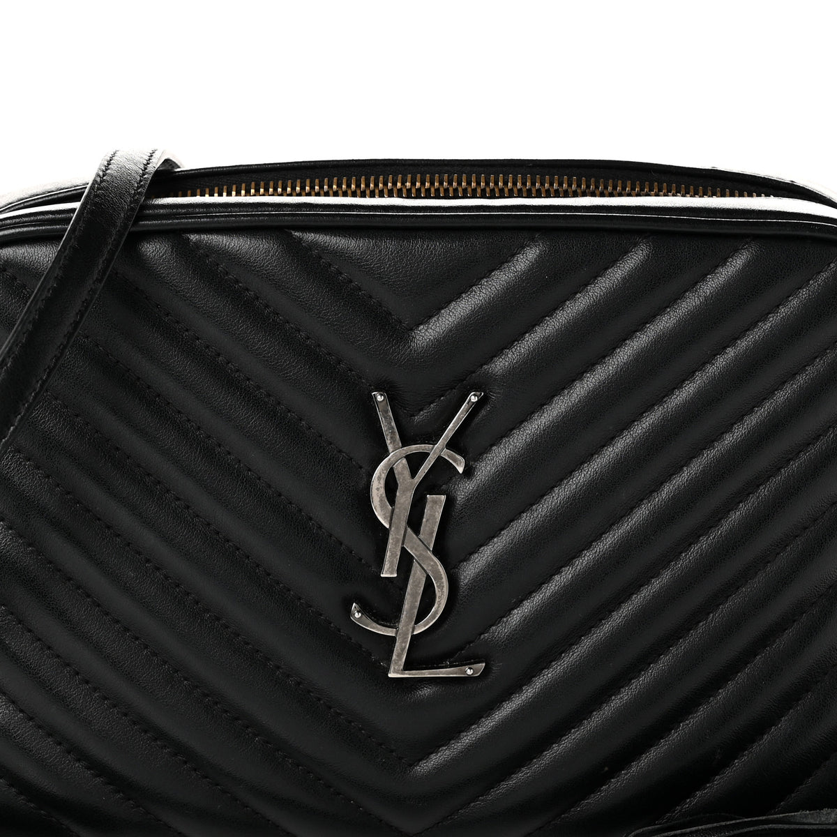 Saint Laurent Calfskin Matelasse Monogram Lou Camera Bag Black 8 of 13