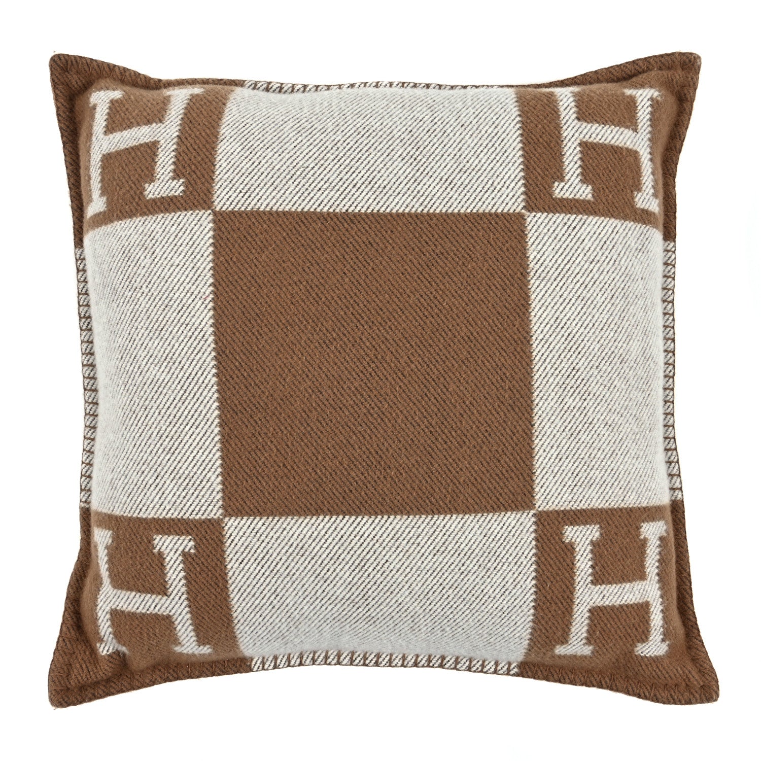 Hermes Wool Cashmere Avalon Pillow PM Ecru Camel 1 of 3