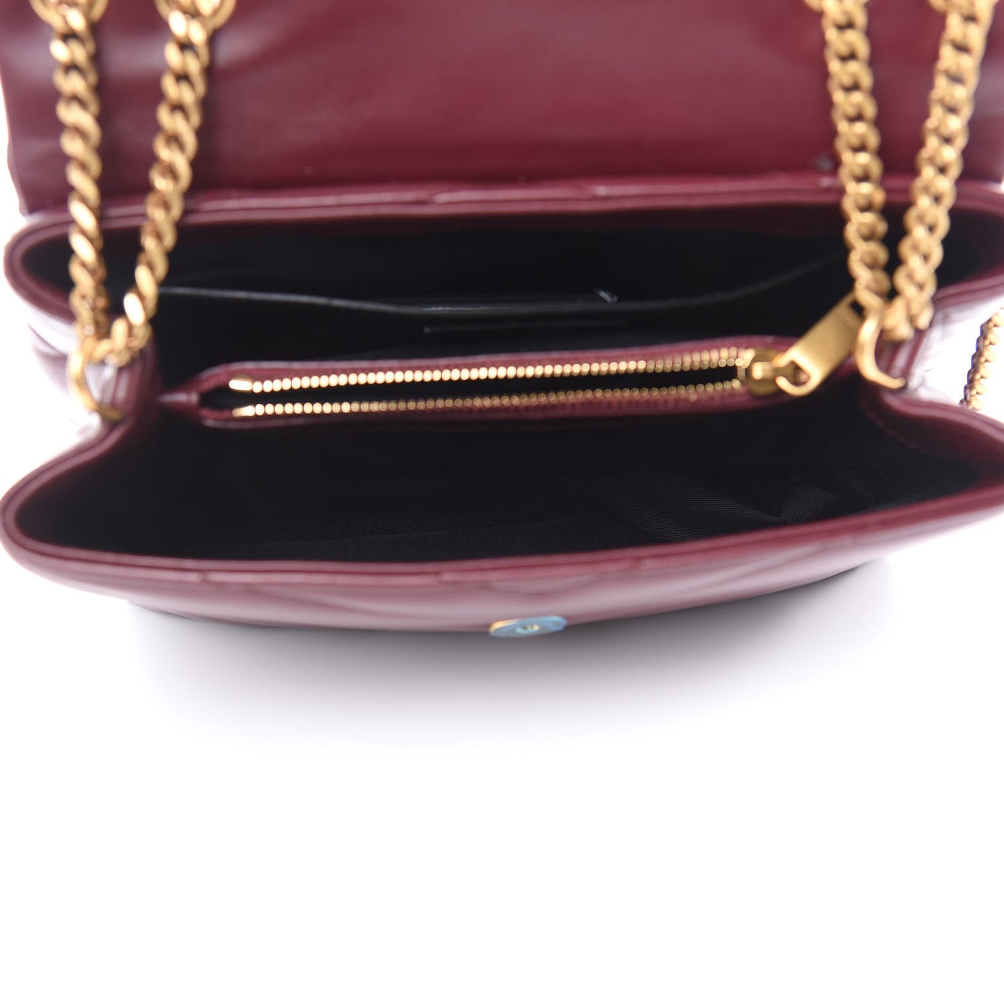 Calfskin Y Quilted Monogram Small Loulou Chain Satchel Dark Legion Red