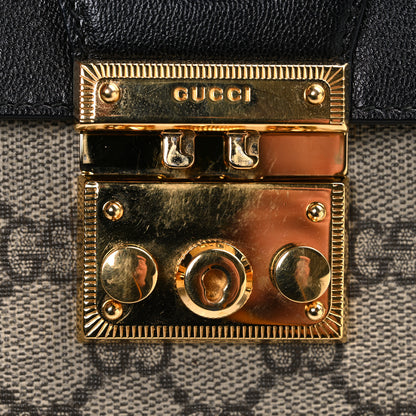 Gucci GG Supreme Monogram Calfskin Mini Padlock Top Handle Shoulder Bag Beige Black Cuir 10 of 10