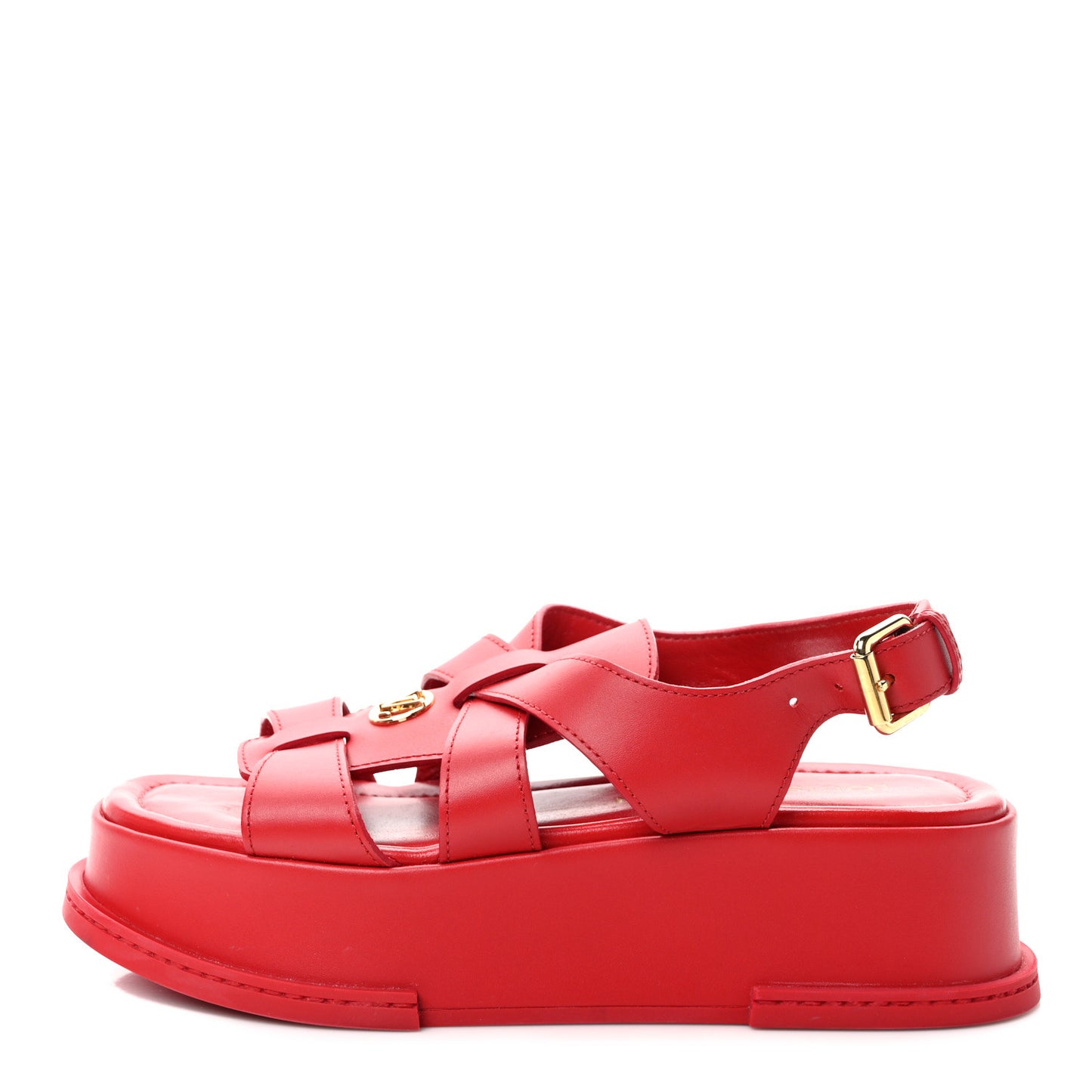 Calfskin Maya Flatform Sandals 37 Cerise