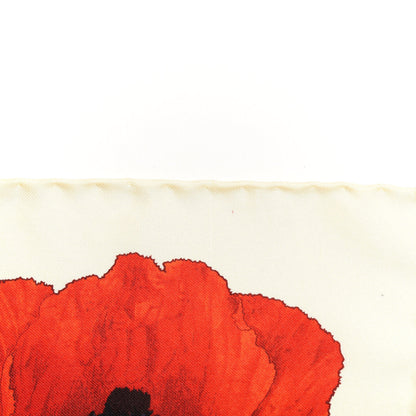 Gucci Silk Poppy Print Square Scarf Ivory Red 3 of 3
