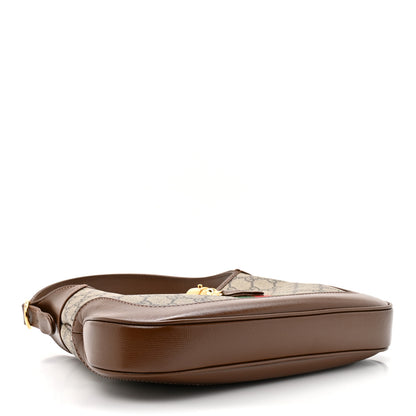 Gucci GG Supreme Monogram Azalea Calfskin Web Small Jackie 1961 Hobo Beige Ebony Brown Sugar 4 of 10