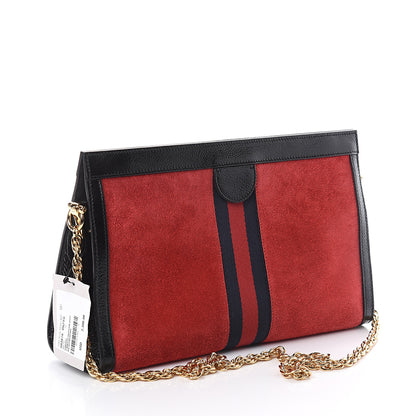 Gucci Suede Patent Web Medium Ophidia Chain Shoulder Bag Hibiscus Red Black 2 of 8