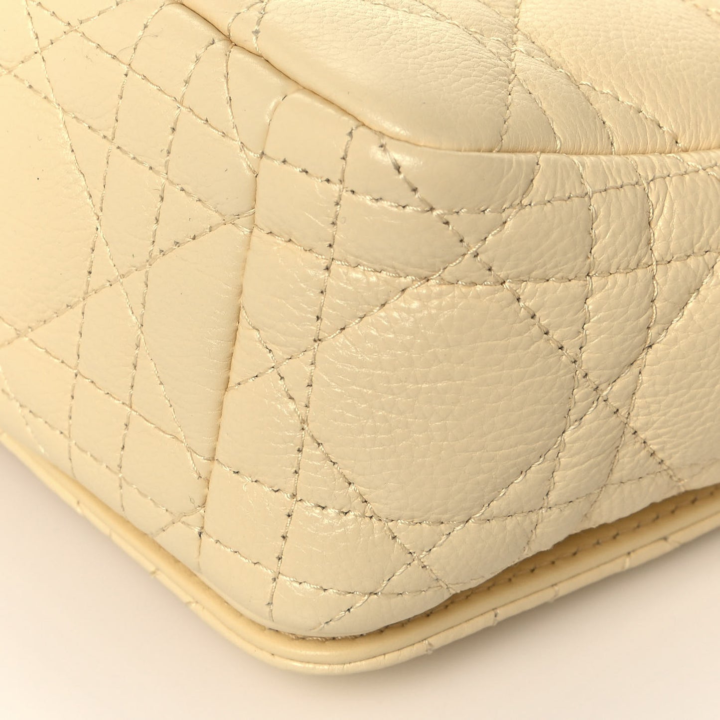 Calfskin Cannage Small Caro Bag Pale Yellow