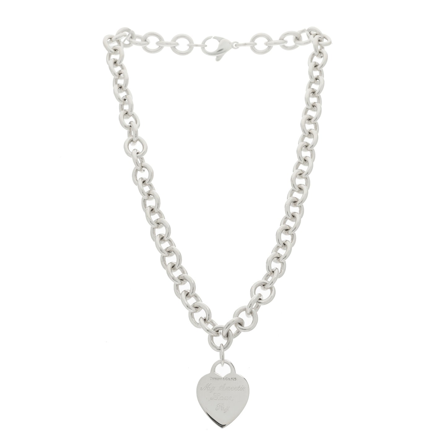 Sterling Silver Heart Tag Pendant Necklace