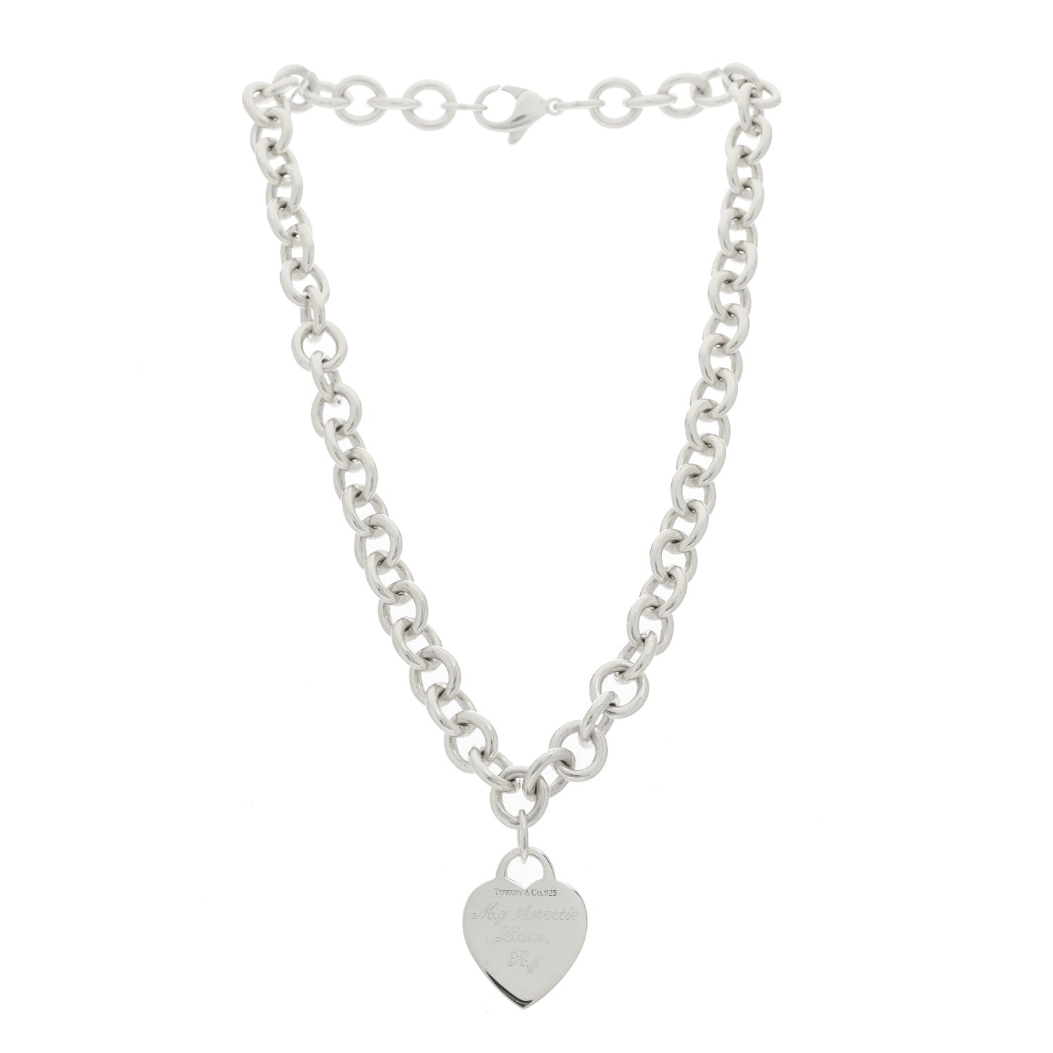 Tiffany Sterling Silver Heart Tag Pendant Necklace 3 of 6