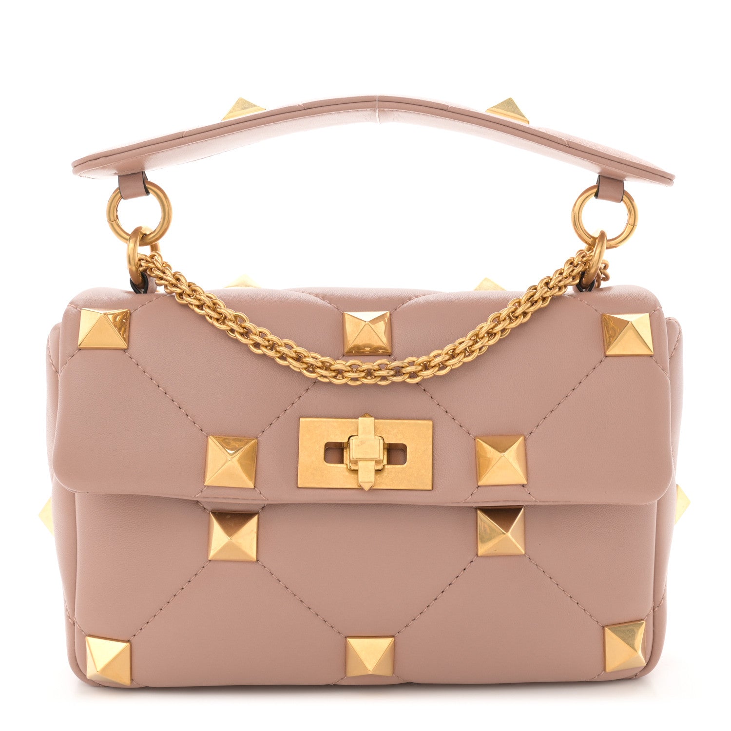 Valentino Garavani Nappa Medium Roman Stud Shoulder Bag Rose Cannelle 1 of 10