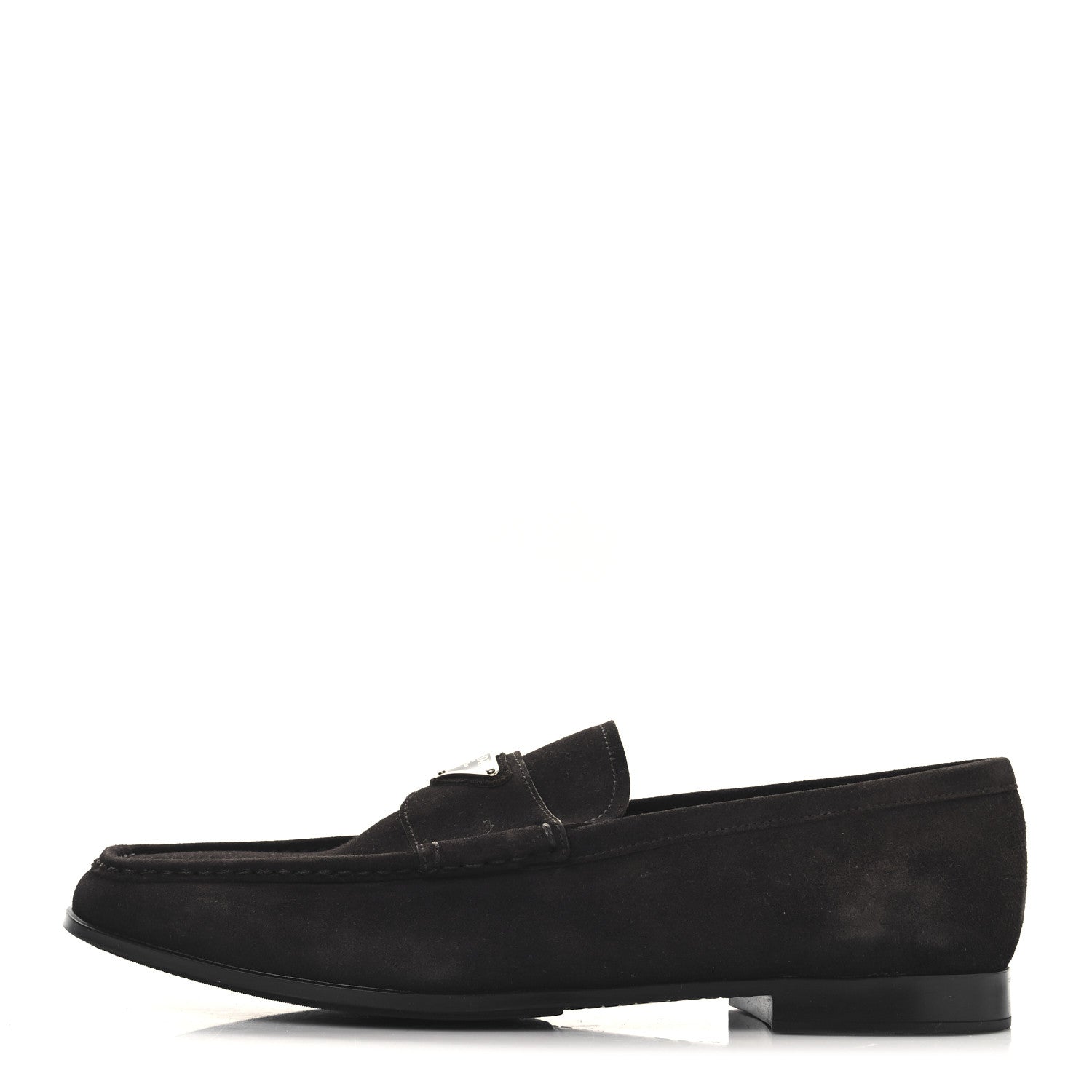 Prada Vitello Scamosciato Triangle Mens Loafers 9.5 Brown 1 of 10