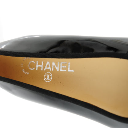 Chanel Patent Cap Toe Ballerina Flats 40 Black 8 of 9