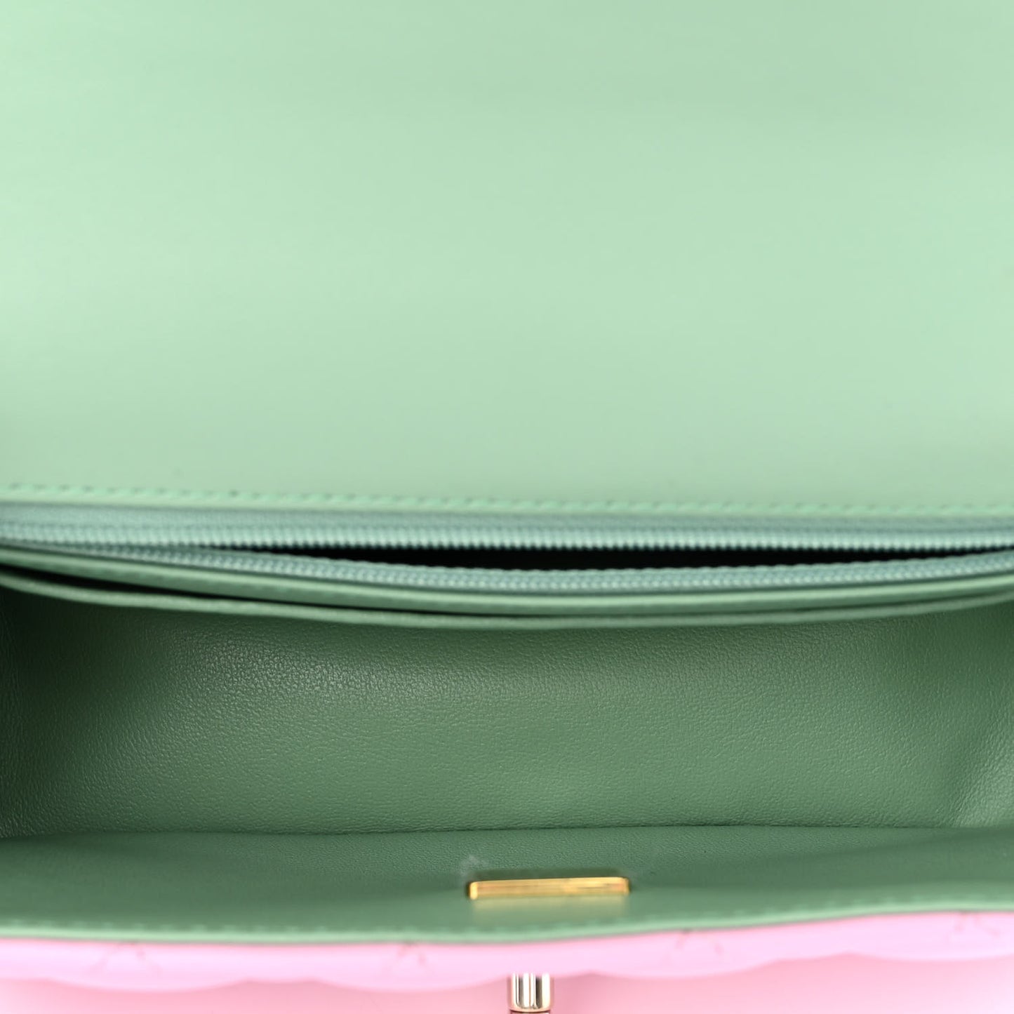 Lambskin Quilted Mini Top Handle Rectangular Flap Lilac Light Green