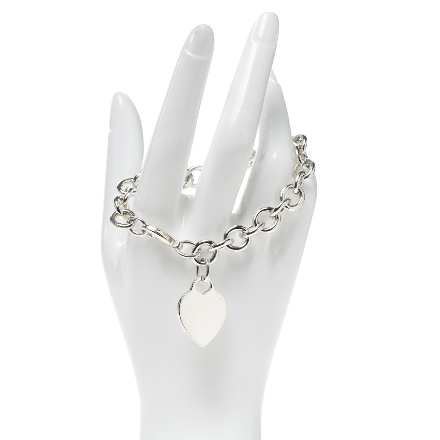 Sterling Silver Heart Tag Charm Bracelet