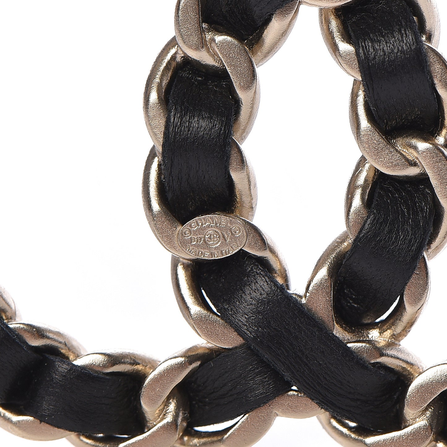 Lambskin Chain CC Brooch Black Gold