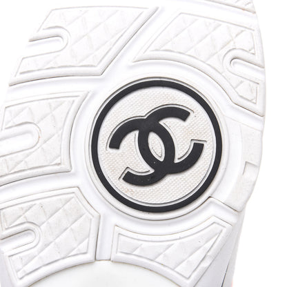 Chanel Suede Calfskin Lambskin Neoprene High Top CC Sneakers 40 White Fluo Orange 6 of 8
