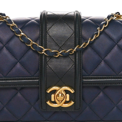 Chanel Calfskin Quilted Large Elegant CC Flap Navy Black 9 of 11