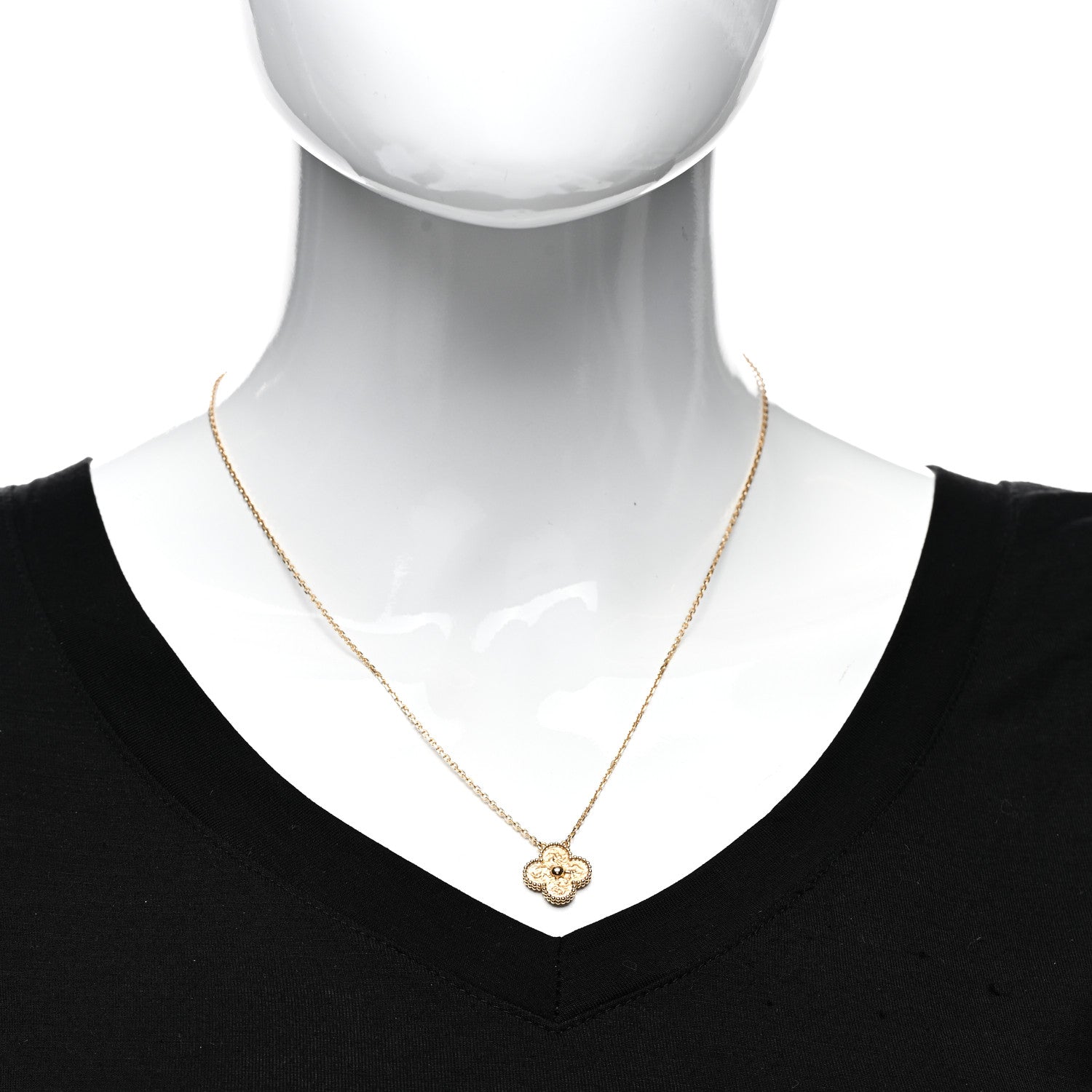Van Cleef & Arpels 18K Yellow Gold Vintage Alhambra Pendant Necklace 2 of 6