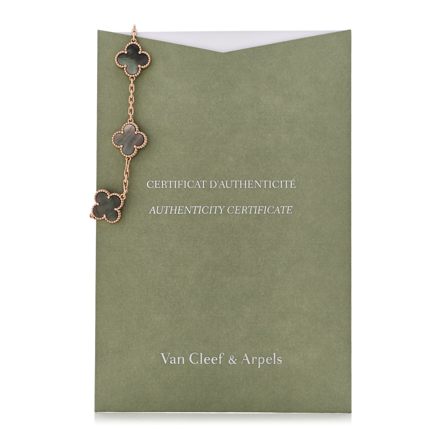 18K Rose Gold Gray Mother of Pearl 5 Motifs Vintage Alhambra Bracelet
