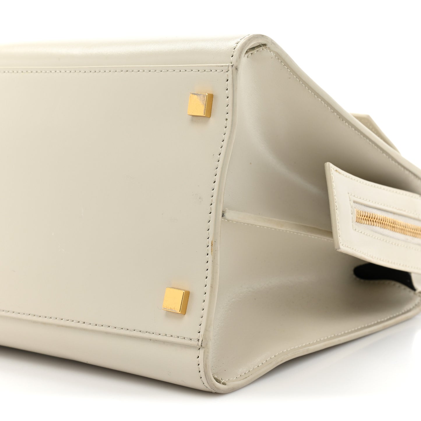 Shiny Calfskin Medium Uptown Tote White