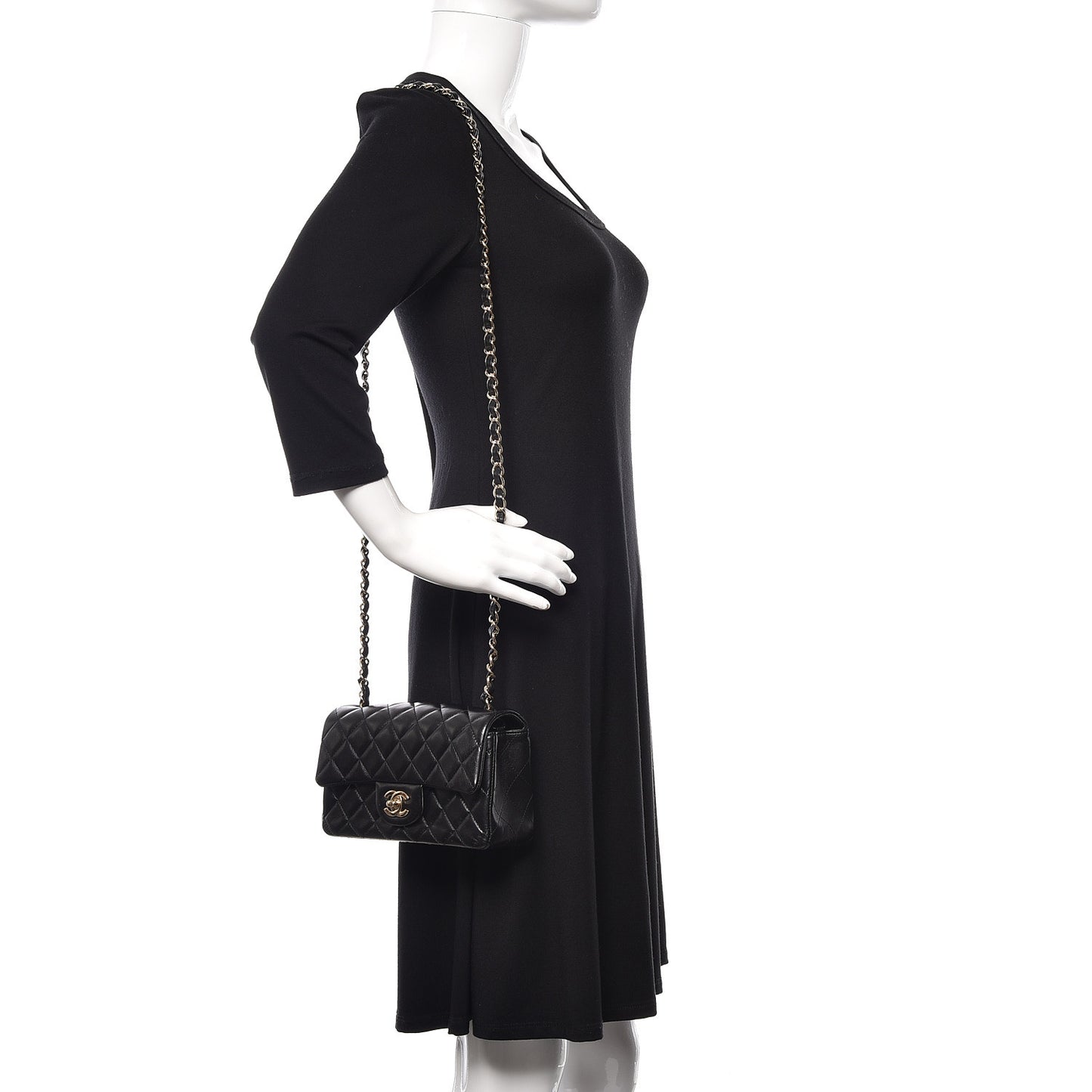 Lambskin Quilted Mini Rectangular Flap Black