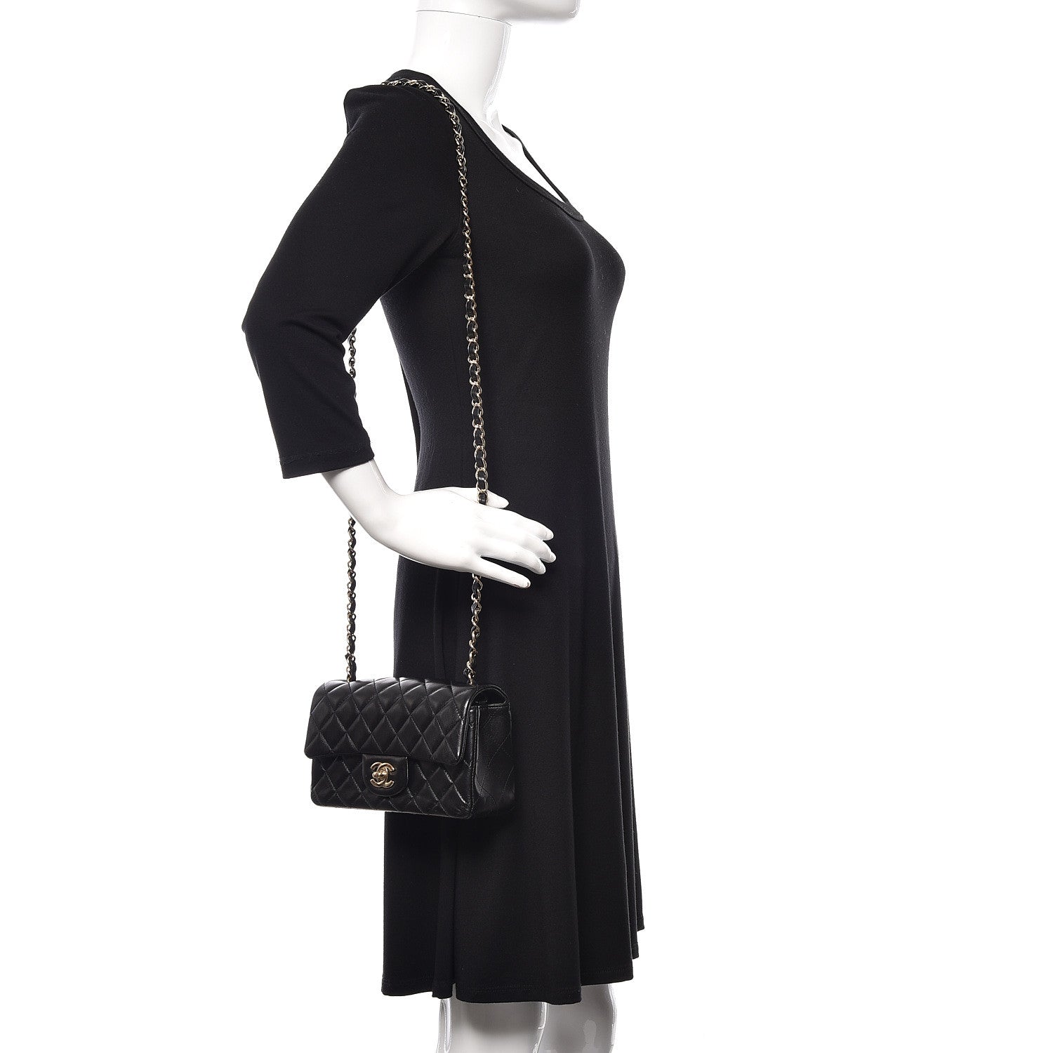 Chanel Lambskin Quilted Mini Rectangular Flap Black 2 of 11