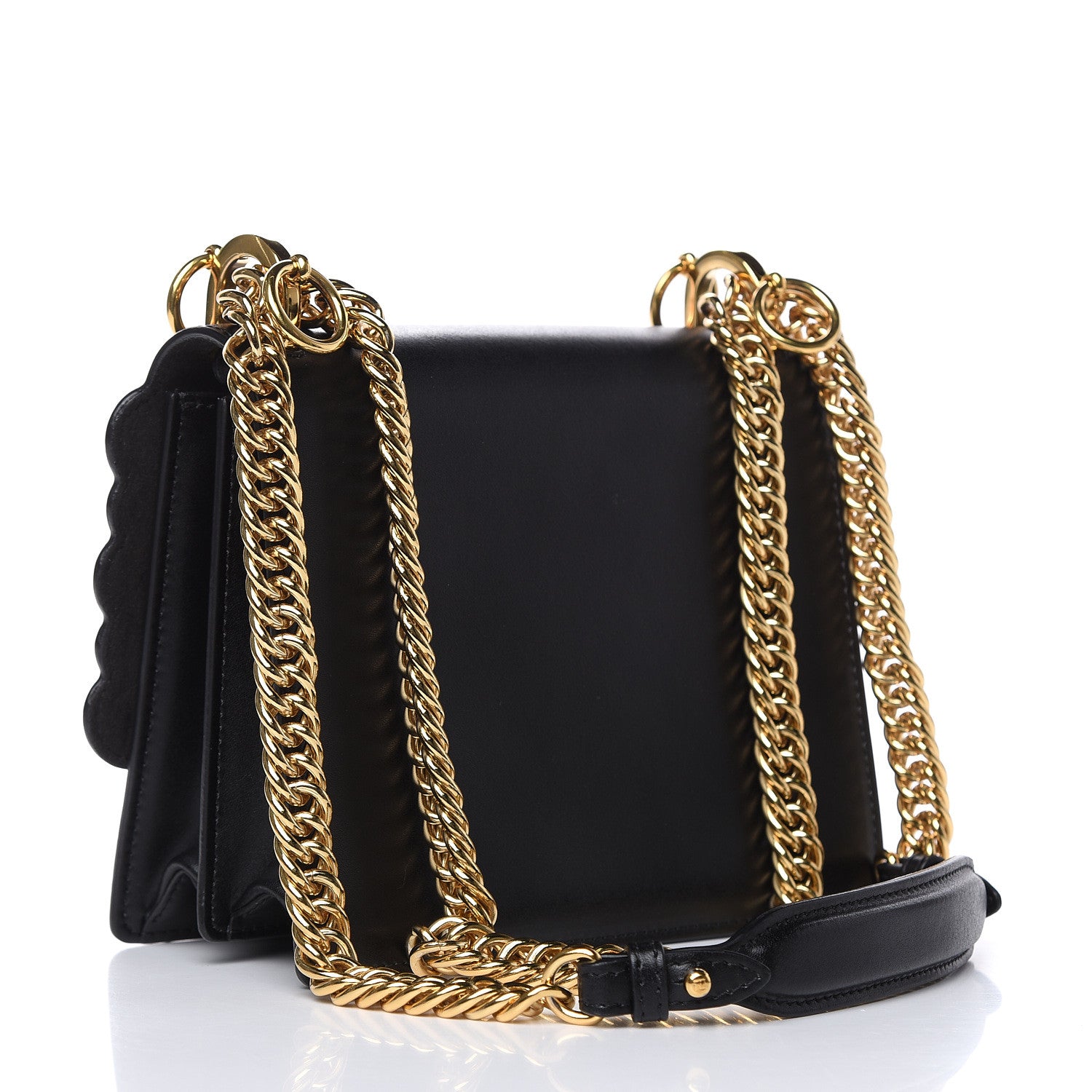 Fendi Vitello Liberty Metal Scalloped Multi Studded Small Kan I Shoulder Bag Black 3 of 10