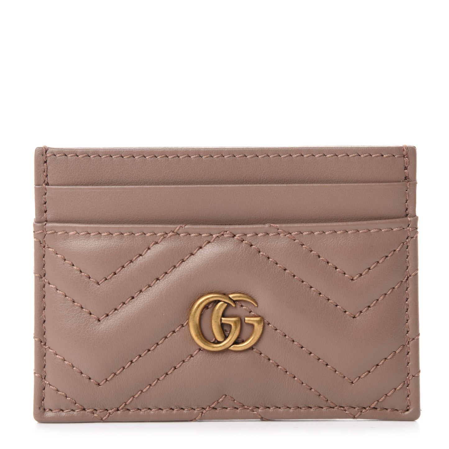 Calfskin Matelasse GG Marmont Card Holder Porcelain Rose