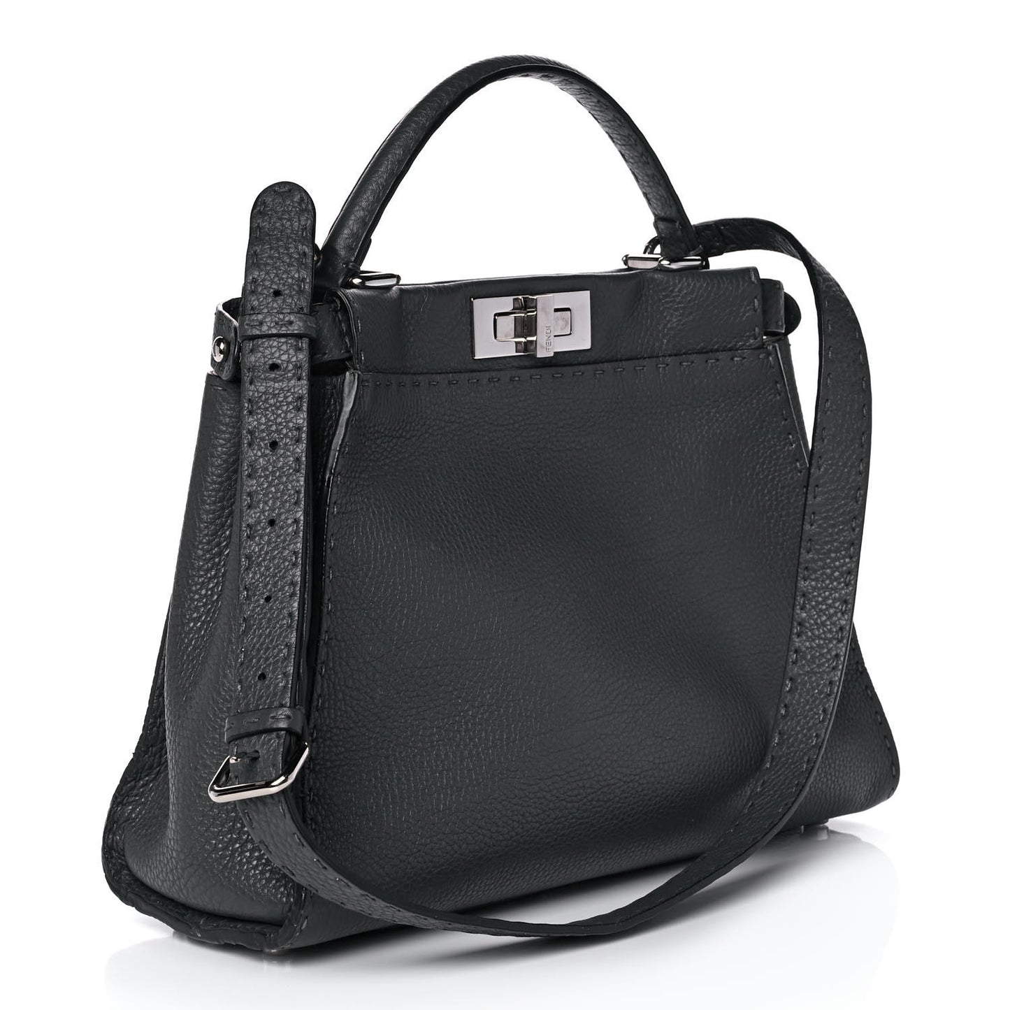 Cuoio Romano Selleria Bi-Color Medium Peekaboo Iconic Satchel Asfalto Latte