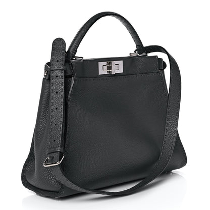 Fendi Cuoio Romano Selleria Bi-Color Medium Peekaboo Iconic Satchel Asfalto Latte 3 of 11
