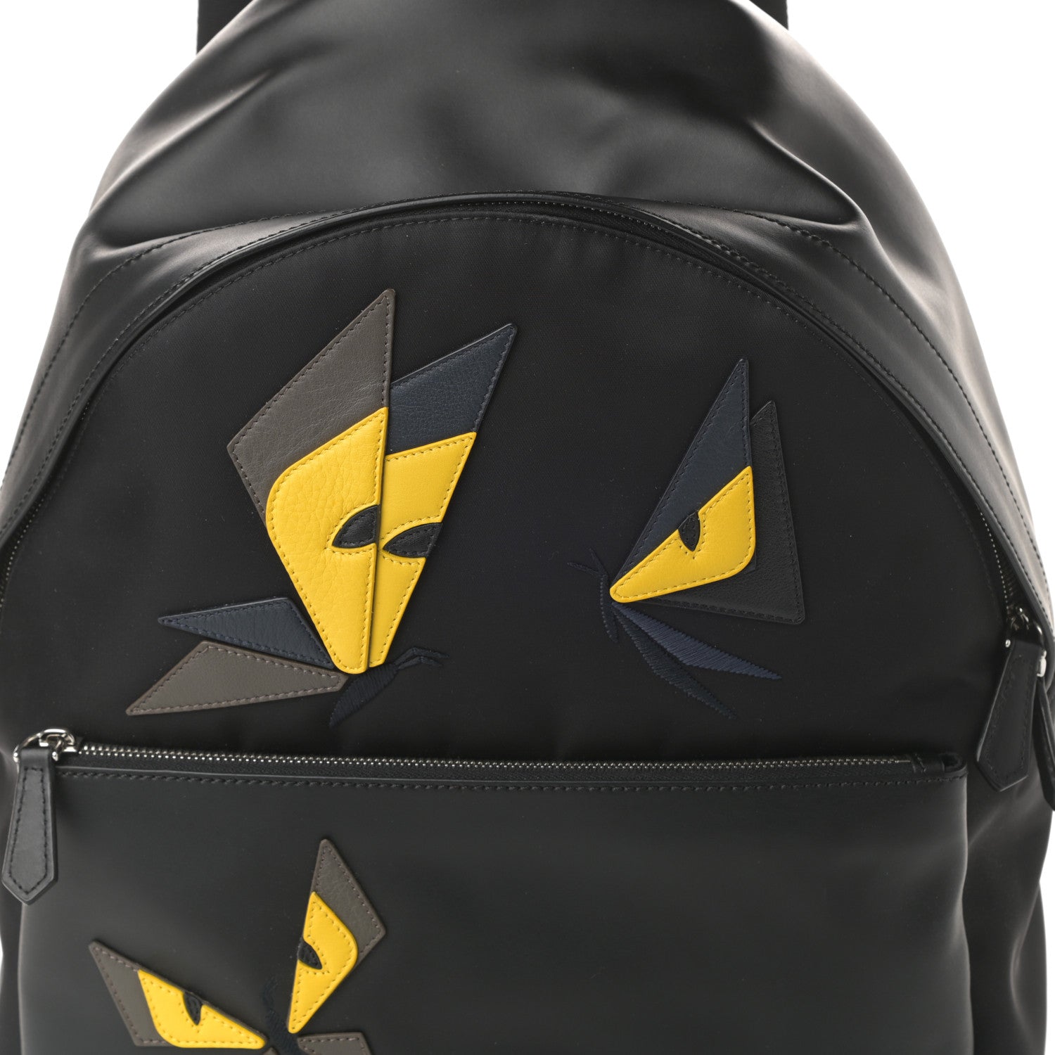 Fendi Nylon Calfskin Monster Butterfleye Backpack Black Carbone Multicolor 7 of 9