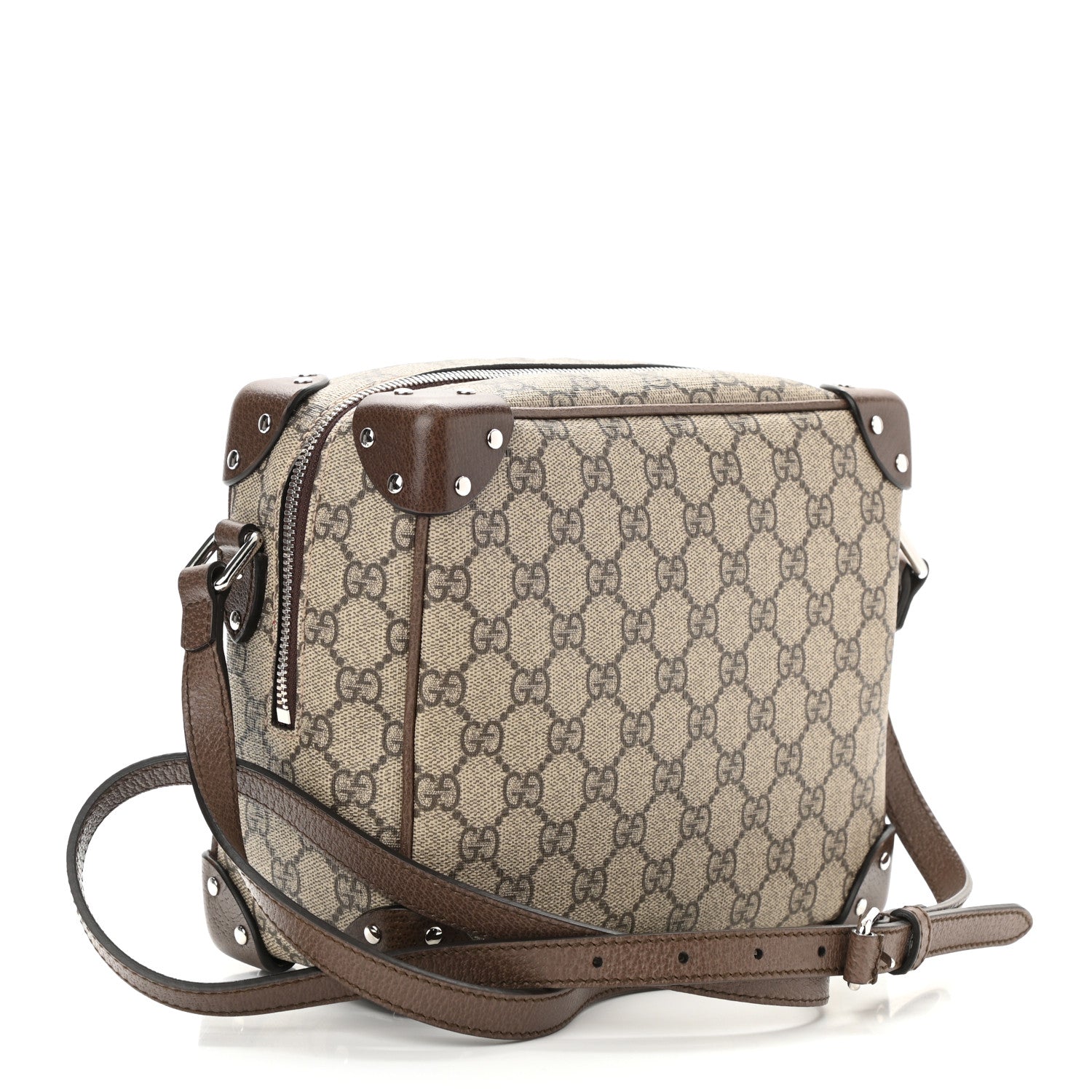 Gucci GG Supreme Monogram Textured Calfskin Square Messenger Bag Beige Ebony New Acero 3 of 9