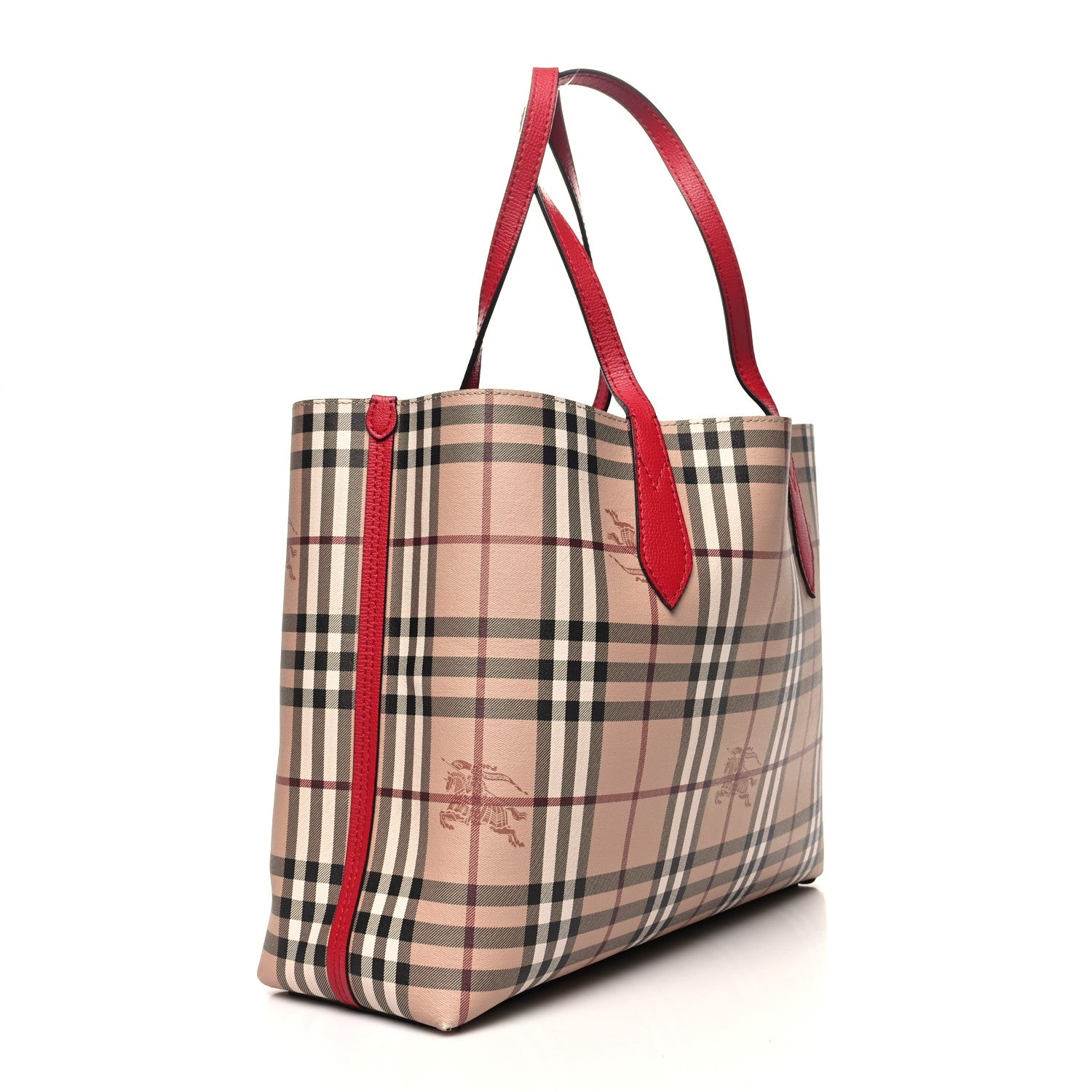 Burberry Haymarket Check Small Reversible Tote Poppy Red 11 of 15