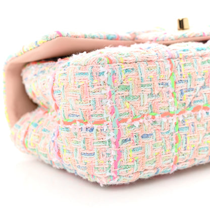 Chanel Tweed Quilted Mini Rectangular Flap Pink Green Orange Purple 9 of 11