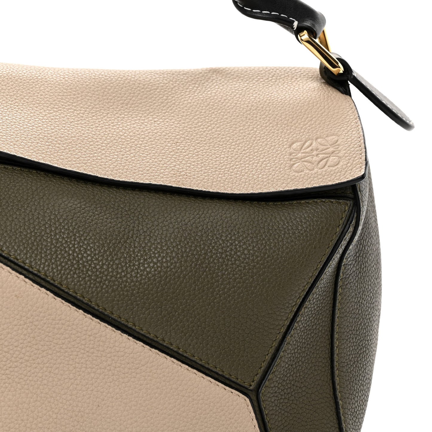 Grained Calfskin Medium Puzzle Bag Oat Khaki Green