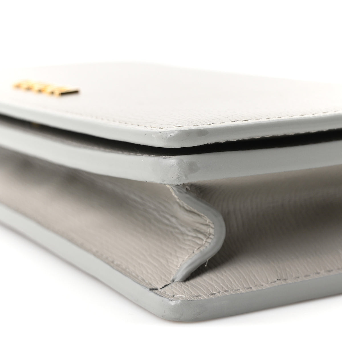 Textured Calfskin Script Logo Wallet On Chain Grey